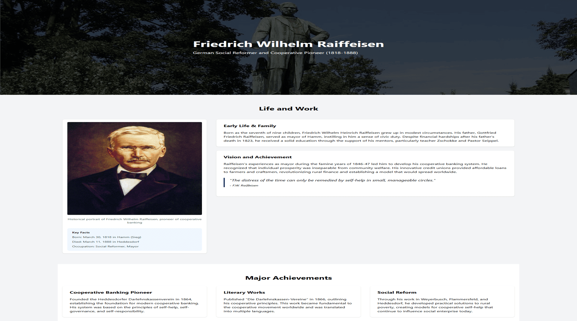 Friedrich Wilhelm Raiffeisen - Progetto Web Design AFRM Studio